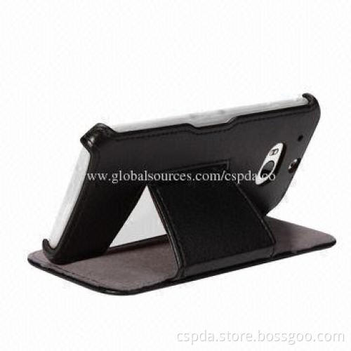 PU Leather Heat Setting Back Standing Mobile Phone Cases for HTC One 2, OEM and ODM Orders Welcomed